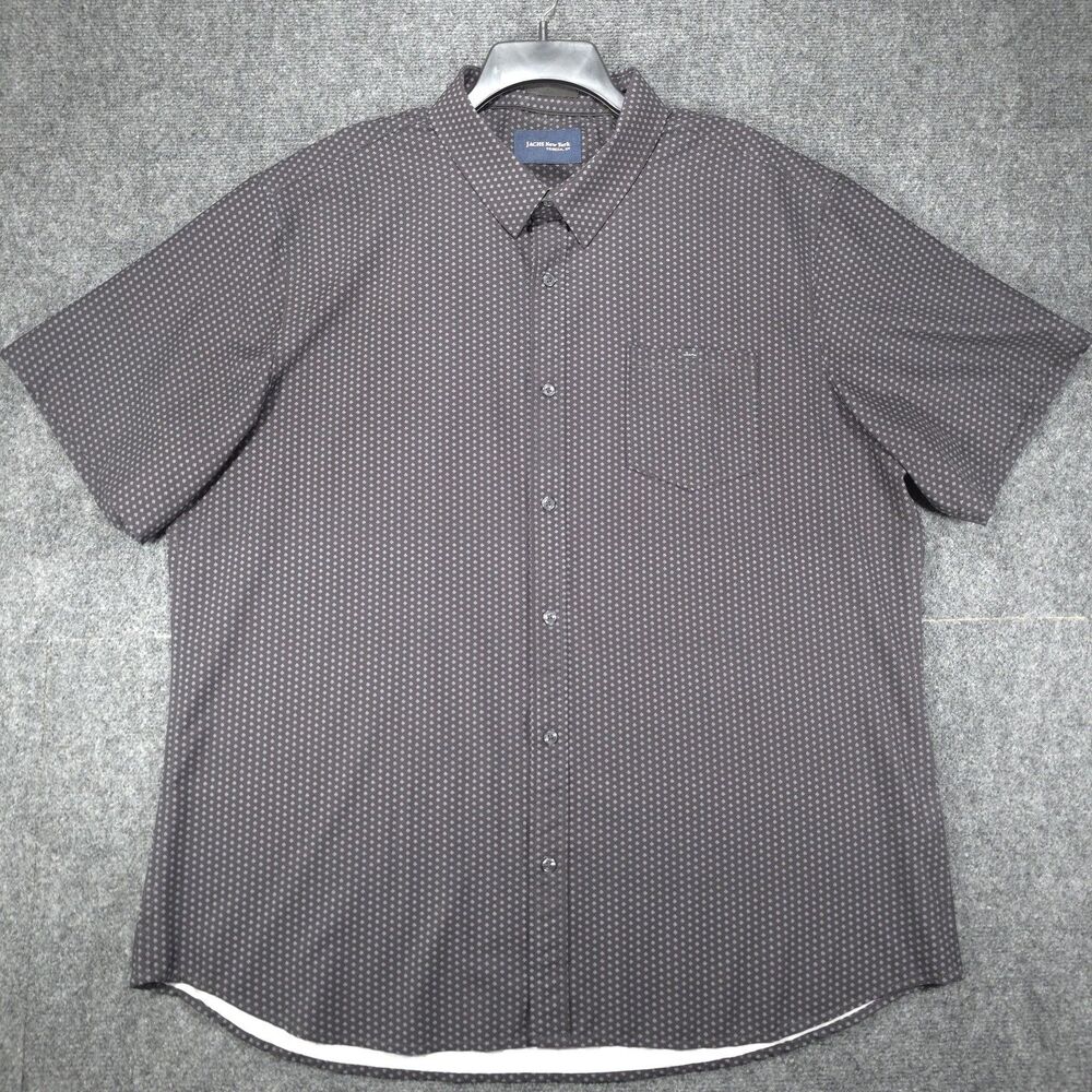 JACHS New York Tribeca Men's XXL Short Sleeve Button Down Shirt Gray Print.